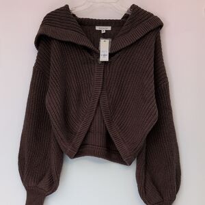 Francesca's Medium Brown Knit Shawl Cardigan New with Tags